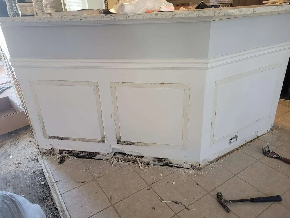 Water damage and mold on kitchen during Storm Damage Restoration in Charlottesville
